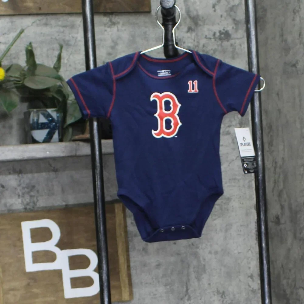 NWT MLB Baby Boston Red Sox #11 Rafael Devers Romper Creeper Navy Blue 12M
